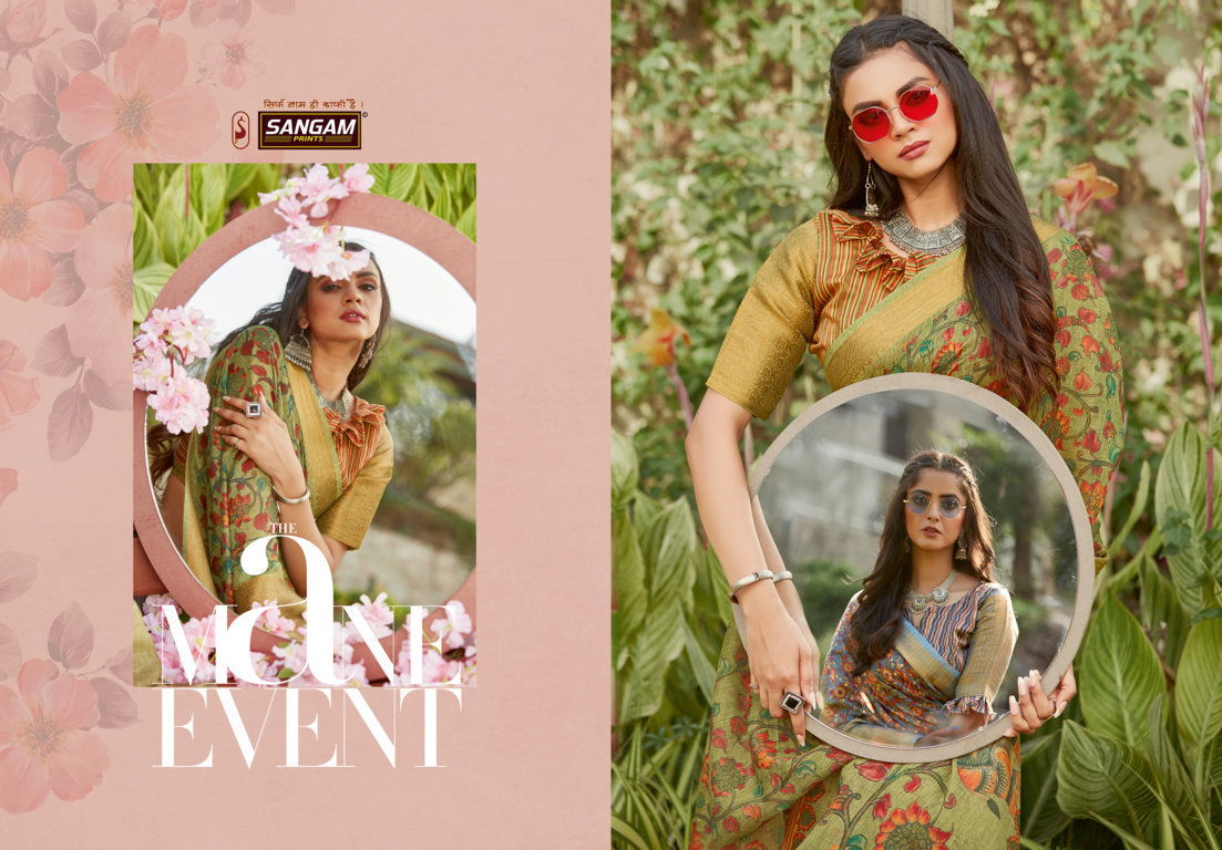 Sangam Ayana  Latest Fancy Designer Festive Wear Linen Silk Digital Printed Sarees Collection